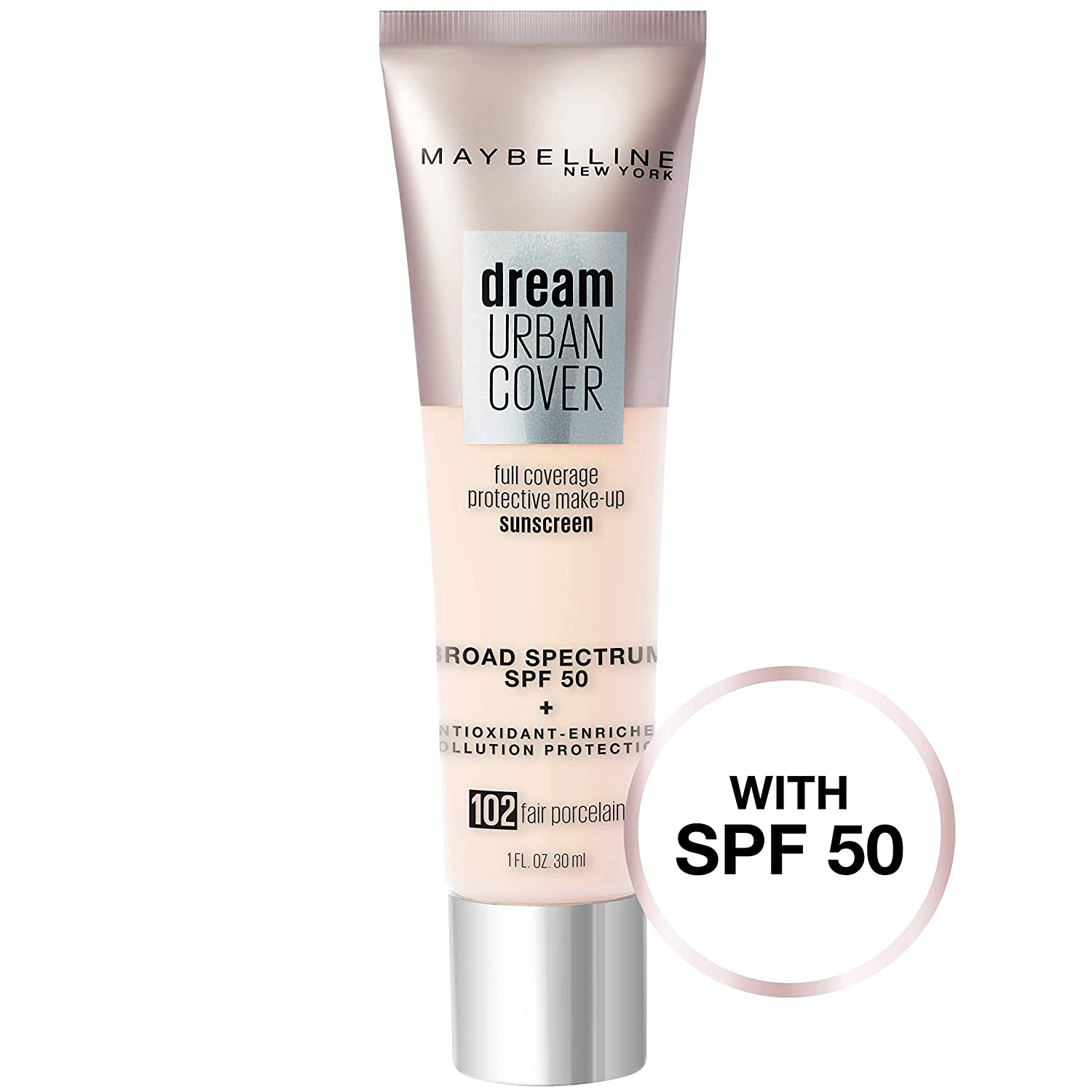 Maybelline Dream Urban Cover Flawless Coverage Foundation Makeup, SPF 50, Toffee - Image 2